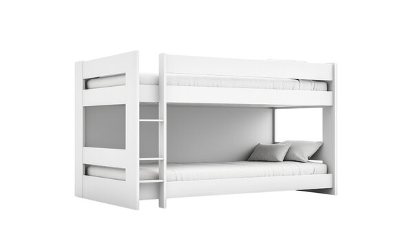 Stylish bunk bed design modern bedroom furniture showcase bright and airy eye-level perspective space optimization