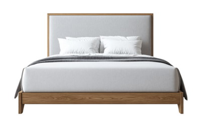 Stylish bedroom furniture modern home interior design cozy atmosphere front view minimalist concept