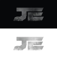 JE Monogram Logo with Halftone Dot Effect Modern Sports & Tech Style