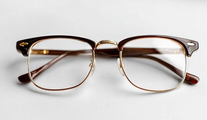 Pair of brown and gold-rimmed eyeglasses