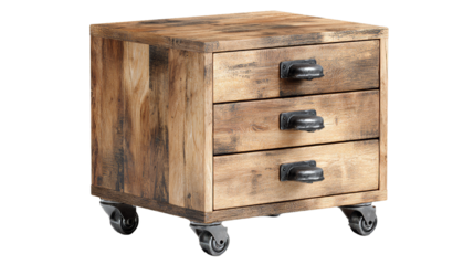 3 drawer wood office storage cabinet with wheels isolated on white