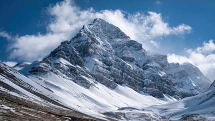 Obraz premium Snowy mountain peak under a vibrant sky