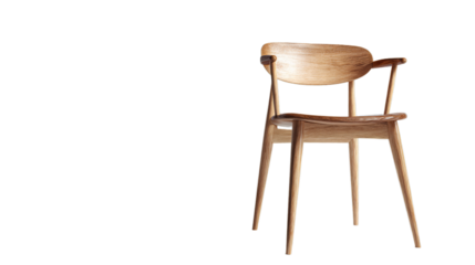Mid century modern wooden chair design furniture home decor on white background