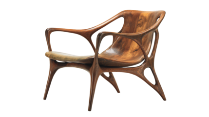 Mid century modern wooden chair design furniture home decor on white background