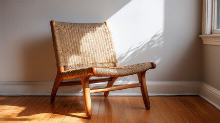Mid century modern wooden chair design furniture home decor on white background