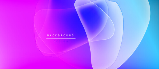 Abstract fluid shapes blend vibrant purple, blue hues. Modern design features text overlay, minimalist aesthetic. Smooth gradients create dynamic visual impact.