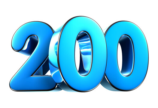 Blue number 200 3d illustration. Advertising signs. Product design. Product sales