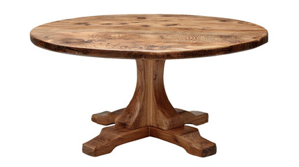 Old round wooden table isolated on white backgrounds with clipping path