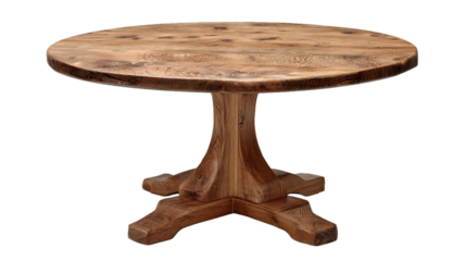 Old round wooden table isolated on white backgrounds with clipping path