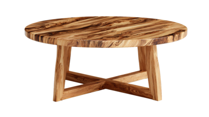 Round wooden coffee table isolated on white