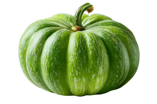 Fresh green pumpkin with unique striped pattern