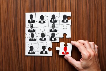 Finding the right candidate concept for business team puzzle recruitment process
