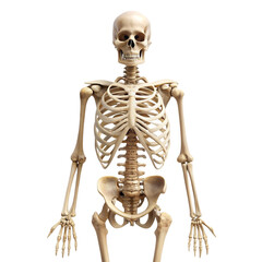 Human Skeleton Anatomy Isolated on Black Background for Medical or Educational Use