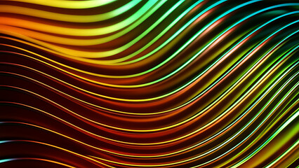A vibrant abstract background of flowing, luminous, multicolored waves creating a dynamic and fluid pattern.