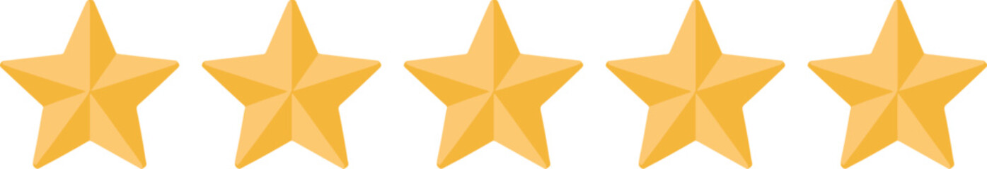 Five Golden Stars Rating System for Customer Satisfaction and Business Success Concept with Quality Symbol