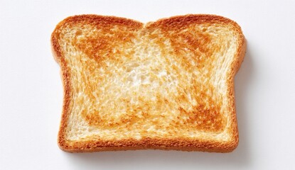 Close-up of a toasted bread slice.  Golden-brown, crispy, open-faced.  Evenly browned.  Simple, solitary slice