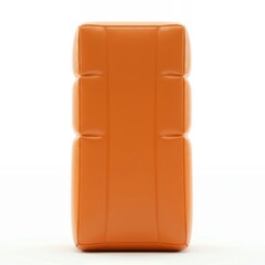 Fototapeta premium Orange leather padded rectangular cushion block top view showing quilted surface pattern isolated on white background for wellness equipment