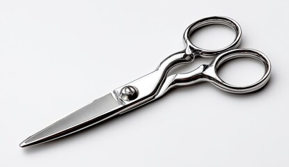 Fototapeta premium High-angle view of polished metal scissors