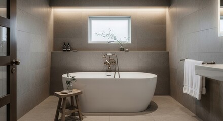 Modern Bathroom Sanctuary with Freestanding Tub