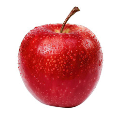 Close-up of a single, vibrant red apple, covered in water droplets (14)
