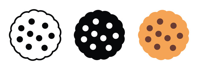 Browser cookie bite biscuit icon set vector on white background