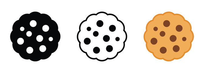 Browser cookie bite biscuit icon set vector on white background