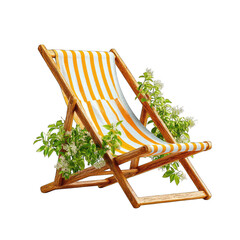 Striped beach chair with greenery
