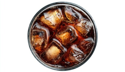 Top-down view of a glass of cola with ice (7)