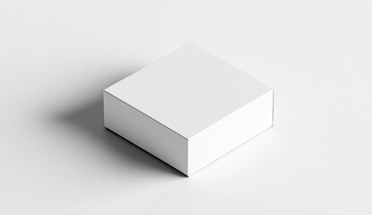 Square white box on a plain white surface