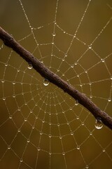 spider web with dew drops