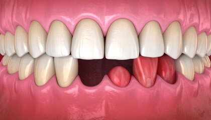 Missing tooth model showing gap in dental alignment.