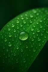 green leaf with water drops