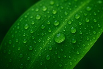 green leaf with water drops