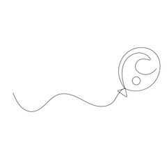 Obraz premium Balloon single line art, continuous one line drawing of Isolated outline vector icon