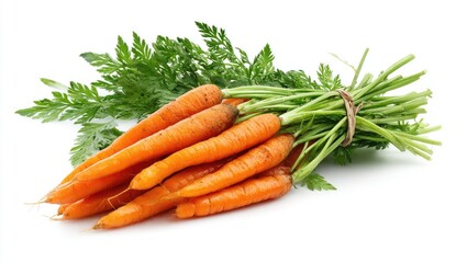 Bunch of fresh carrots with green tops