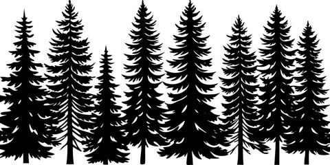 Obraz premium Striking Black and White Forest Tree Silhouette