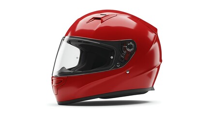 Fototapeta premium Vibrant red motorcycle helmet for safety and speed on the open road
