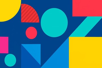 Colorful Geometric Shapes Background for Posters, Ads, Social Media, Presentations, and Branding &ndash; Modern Abstract Design with Bold Circles, Squares, and Triangles