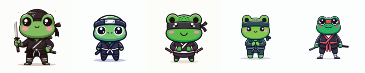 cute vector of a frog in a ninja costume