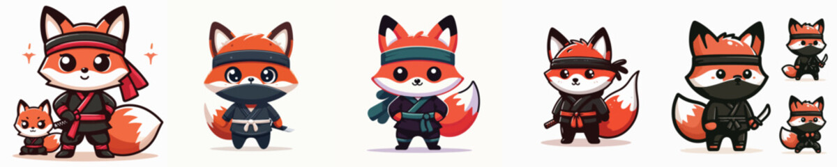 cute vector fox in ninja costume
