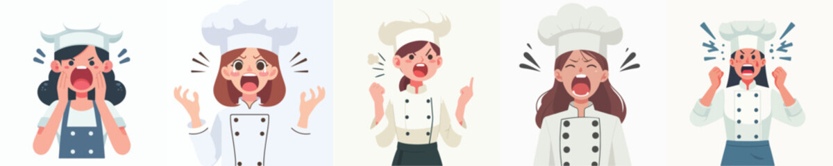 female chef character vector is screaming