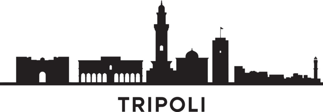Tripoli Libya Skyline Silhouette Vector Illustration Landmark Travel Destination Architecture