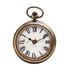 Antique pocket watch, brass case, Roman numerals