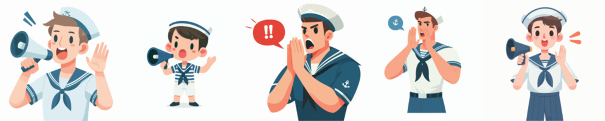 sailor character vector is shouting