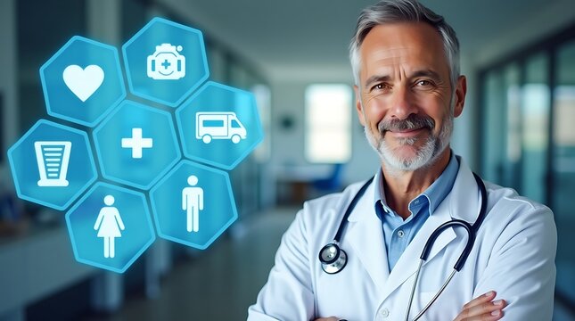 Medical professional using futuristic health technology - Powered by Adobe