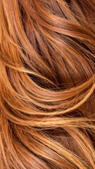Fototapeta premium Wavy Brown and Golden Hair Texture Detail Close Up with Natural Light