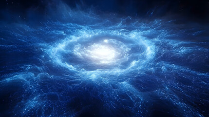 Stunning blue nebula with a brilliant white disk at its center creating a cosmic visual spectacle