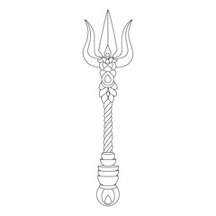 Trishul line art vector design. Trishul outline illustration design.	
