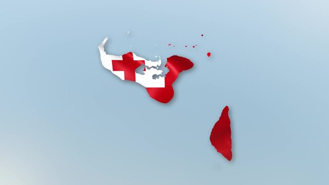 Tonga country Flag Hoisting and Zoom to reveal the Country Border Map with Waving Flag Intro which is useful for news, political events, sports intros and presentation.