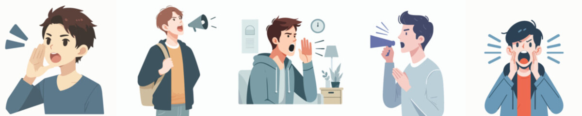 vector of young man screaming